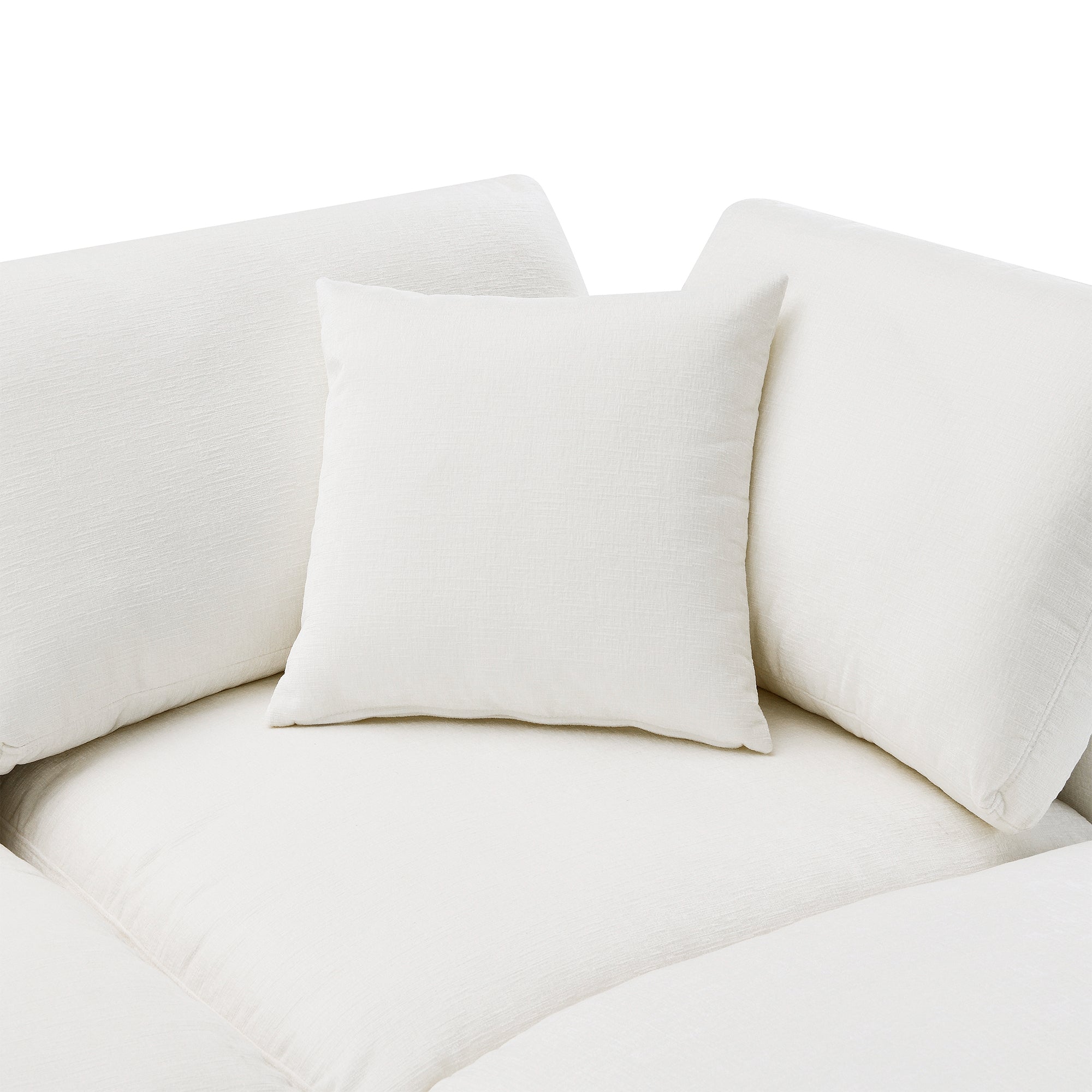 Corner seat of 130' Modular Sofa Bed - Convertible 6 Seat Sectional with matching throw pillow, offering cozy and stylish seating.