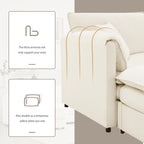 Chenille Modular Sofa with thick armrests that double as pillows, enhancing comfort and functionality in a cream sectional design.