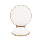 Top-down view of polyester dining chair highlighting the round cushioned seat and backrest.