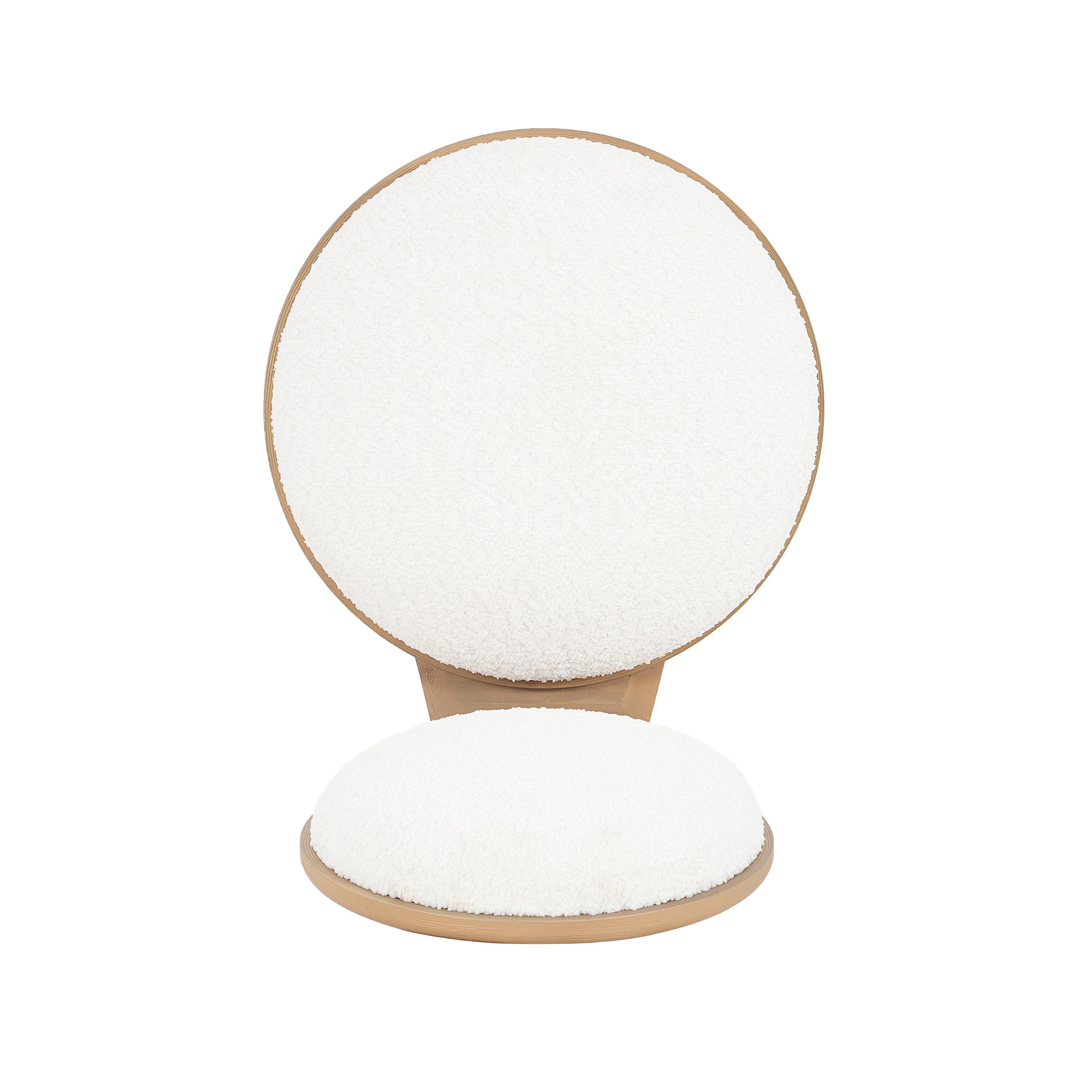 Top-down view of polyester dining chair highlighting the round cushioned seat and backrest.