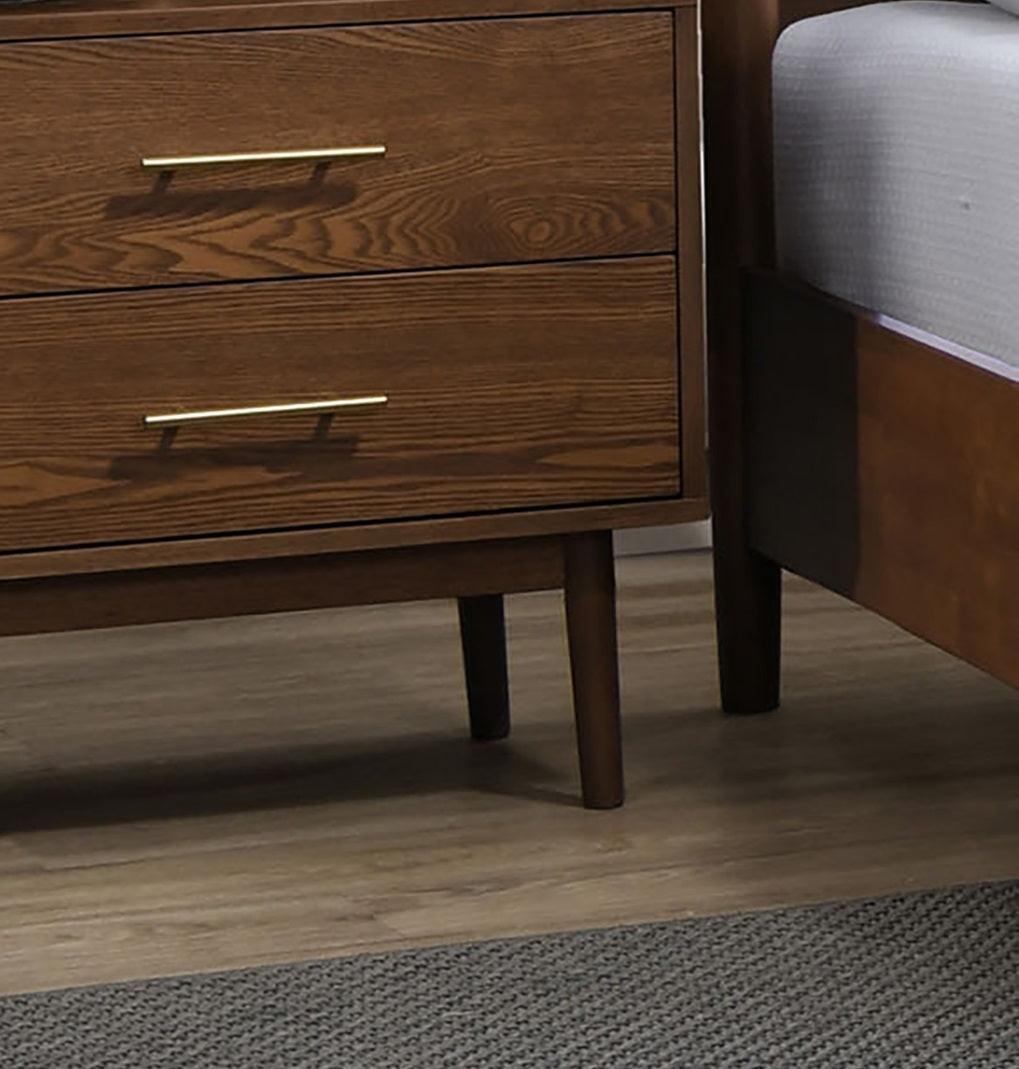 Walnut 3pc Bedroom Set with Queen Bed and Nightstands.