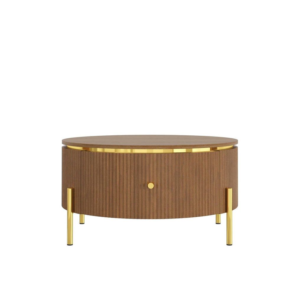 Modern Round Coffee Table with Storage Drawers.