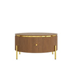 Modern Round Coffee Table with Storage Drawers.