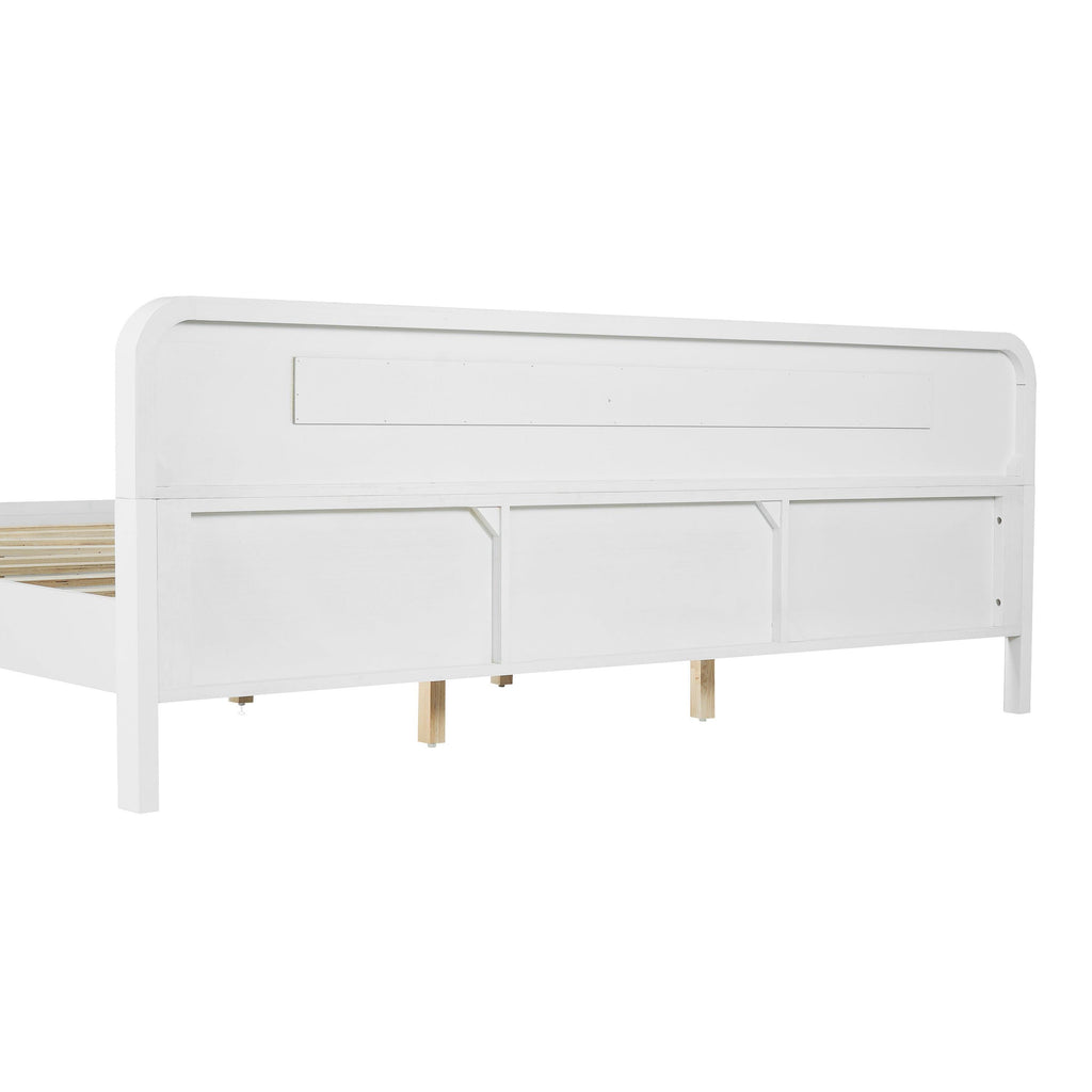 Pine Solid Wood King Size Bed - No Box Spring Needed.