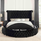Glam Round Bed with Wingback and USB Charging.