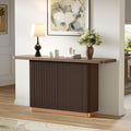 Modern Console Table with Ash Veneer Top and Metal Accent.