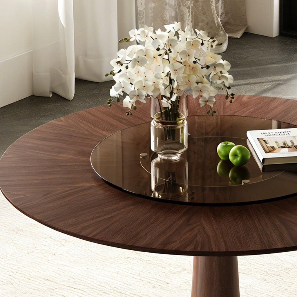 47-Inch Solid Wood Dining Table with Lazy Susan.