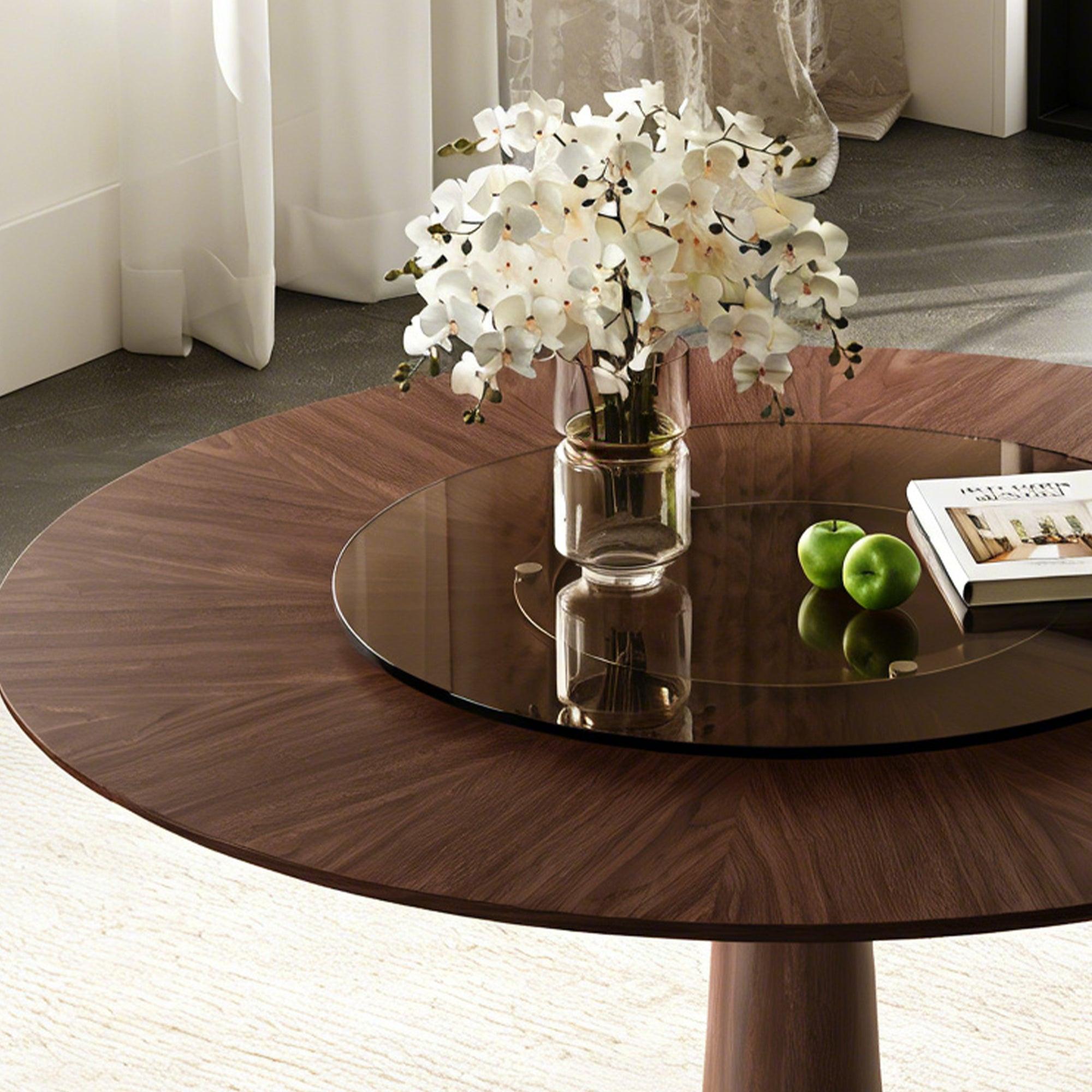 47-Inch Solid Wood Dining Table with Lazy Susan.