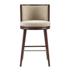 Evalyn Natural Textured Chenille Barstool with Beech Wood Legs