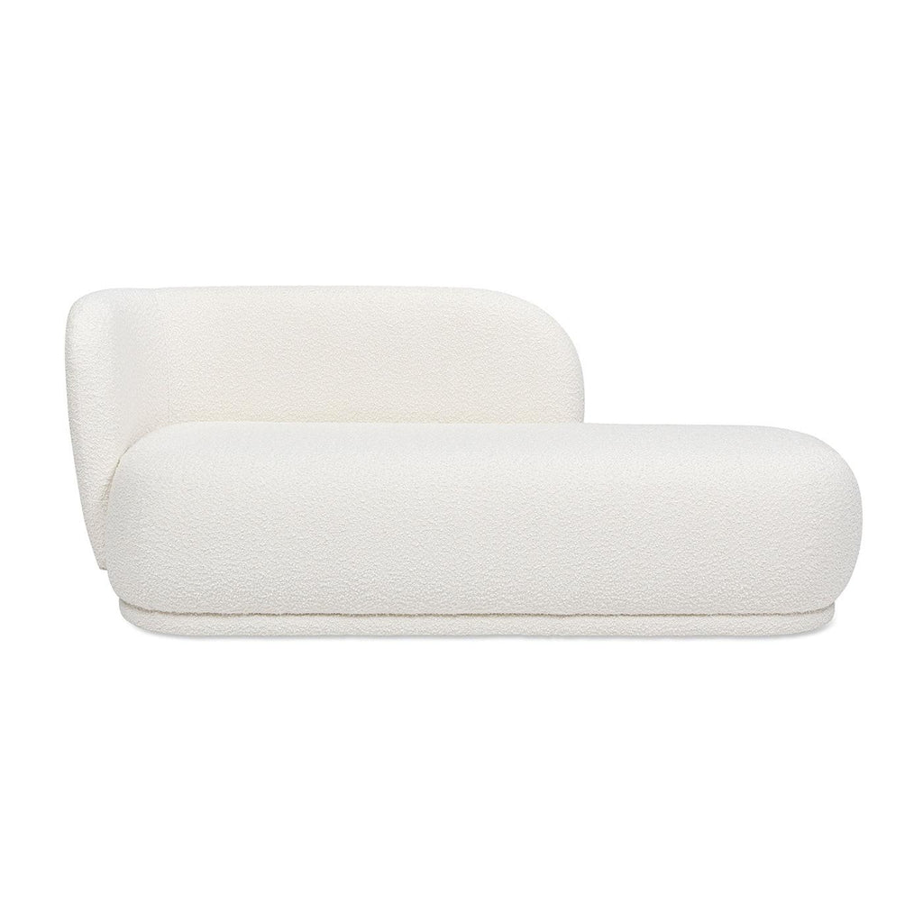 Aire 75' Modern Chaise Lounge in White Boucle.