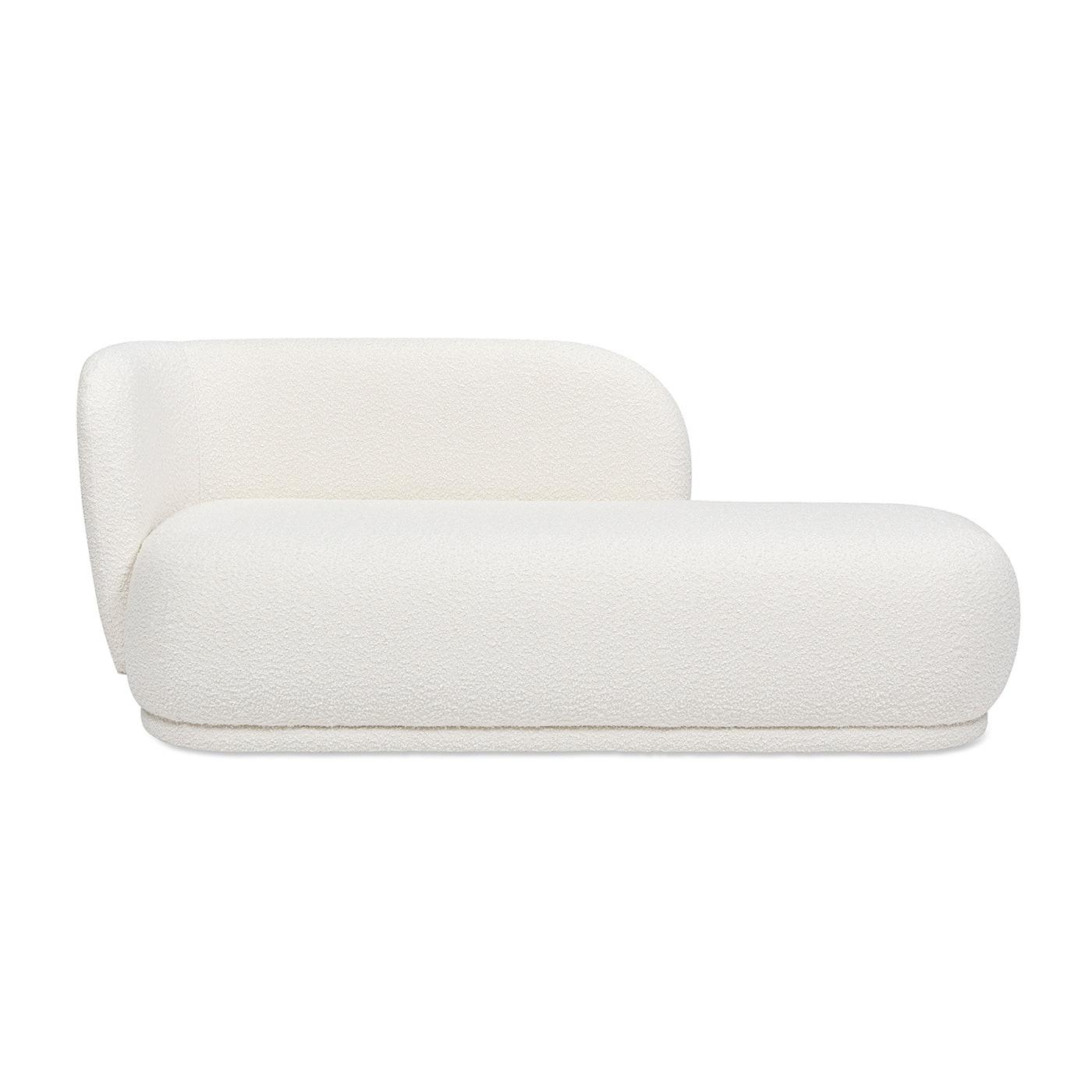 Aire 75' Modern Chaise Lounge in White Boucle.