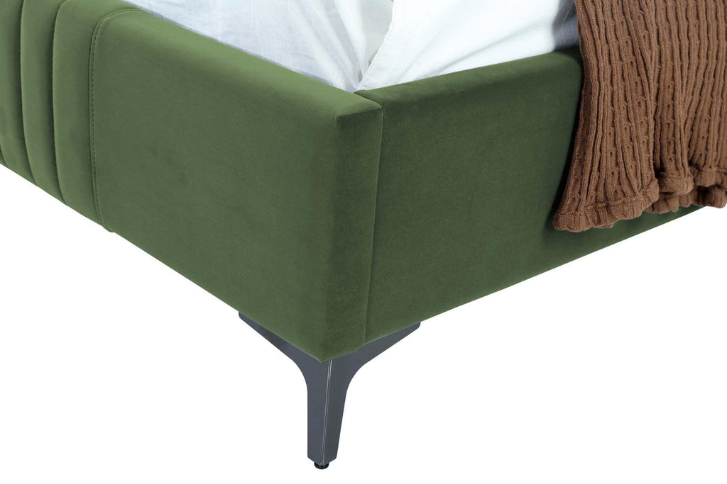 Promenade Upholstered Velvet 48' Bed in Moss Green.