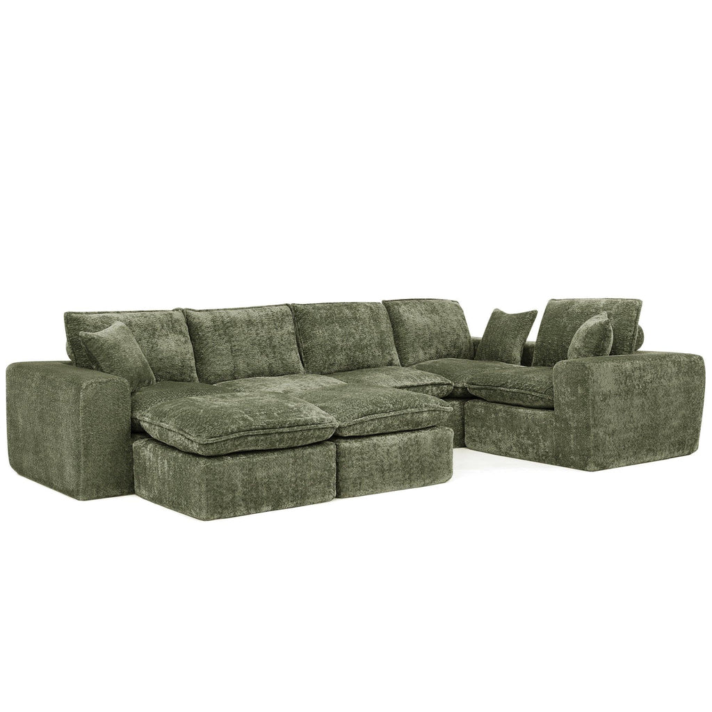 107'' Modern L-shaped Sectional Sofa with Ottomans.