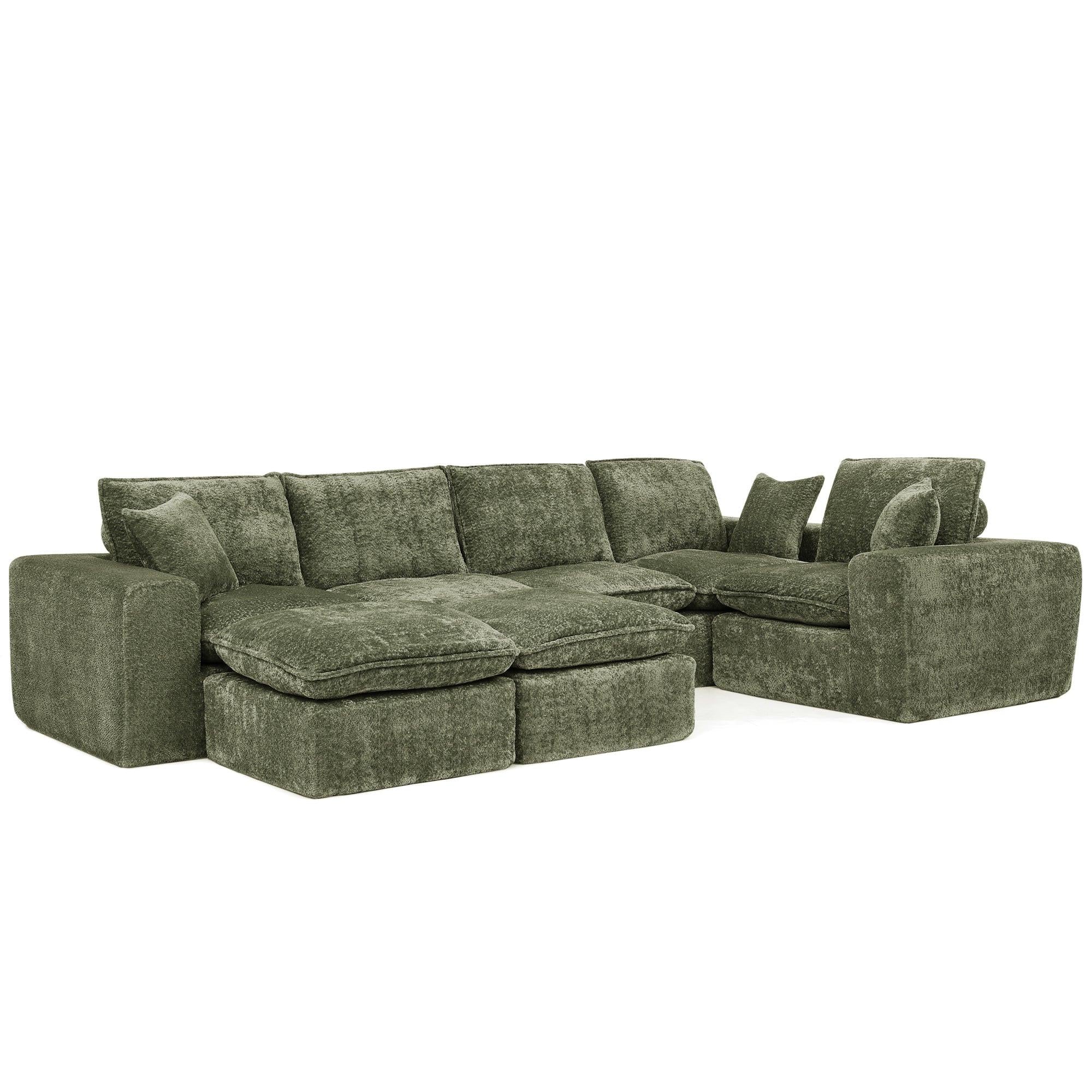 107'' Modern L-shaped Sectional Sofa with Ottomans.