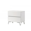 Modern White Lacquer 2-Drawer Nightstand with Acrylic Legs