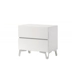 Modern White Lacquer 2-Drawer Nightstand with Acrylic Legs
