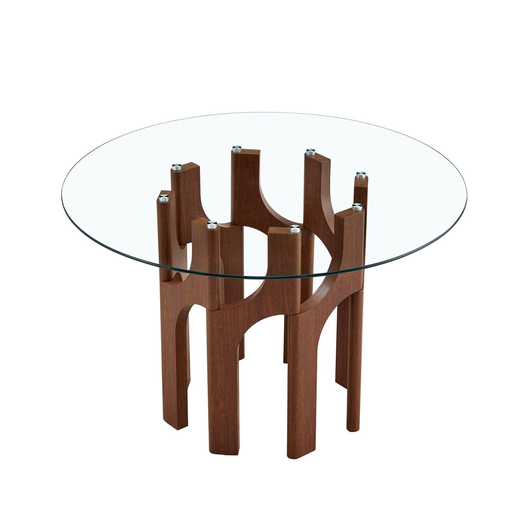 Mid-Century Modern Glass Dining Table for Small Spaces.