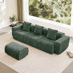 Modular Velvet Sectional Sofa with Ottoman - No Assembly.