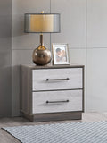 Aberdeen 2-Drawer Large Nightstand in Gray Wood with Metal Handles