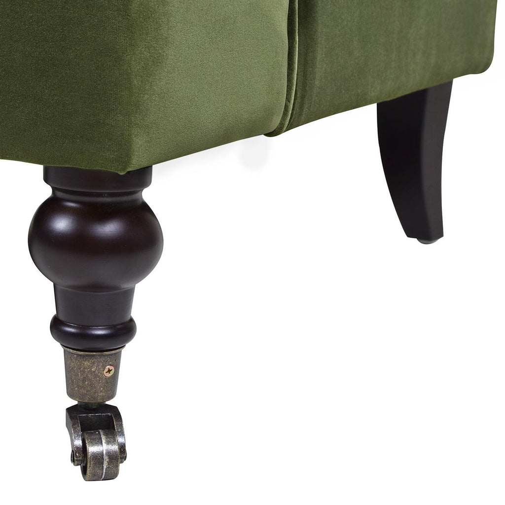 Alana Lawson Olive Green Velvet Sofa for Living Room.