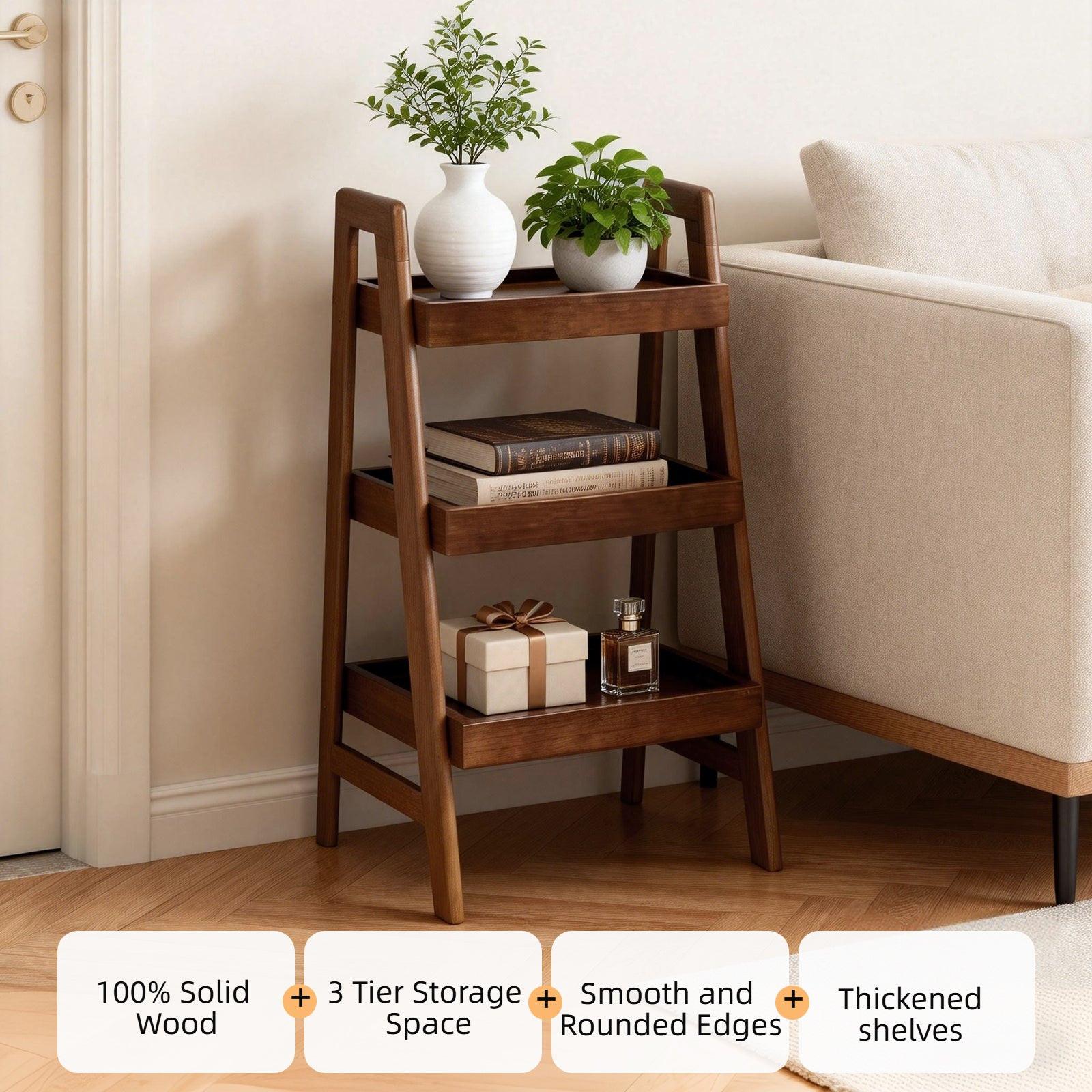 3 Tier Solid Wood Ladder Shelf for Home & Office.