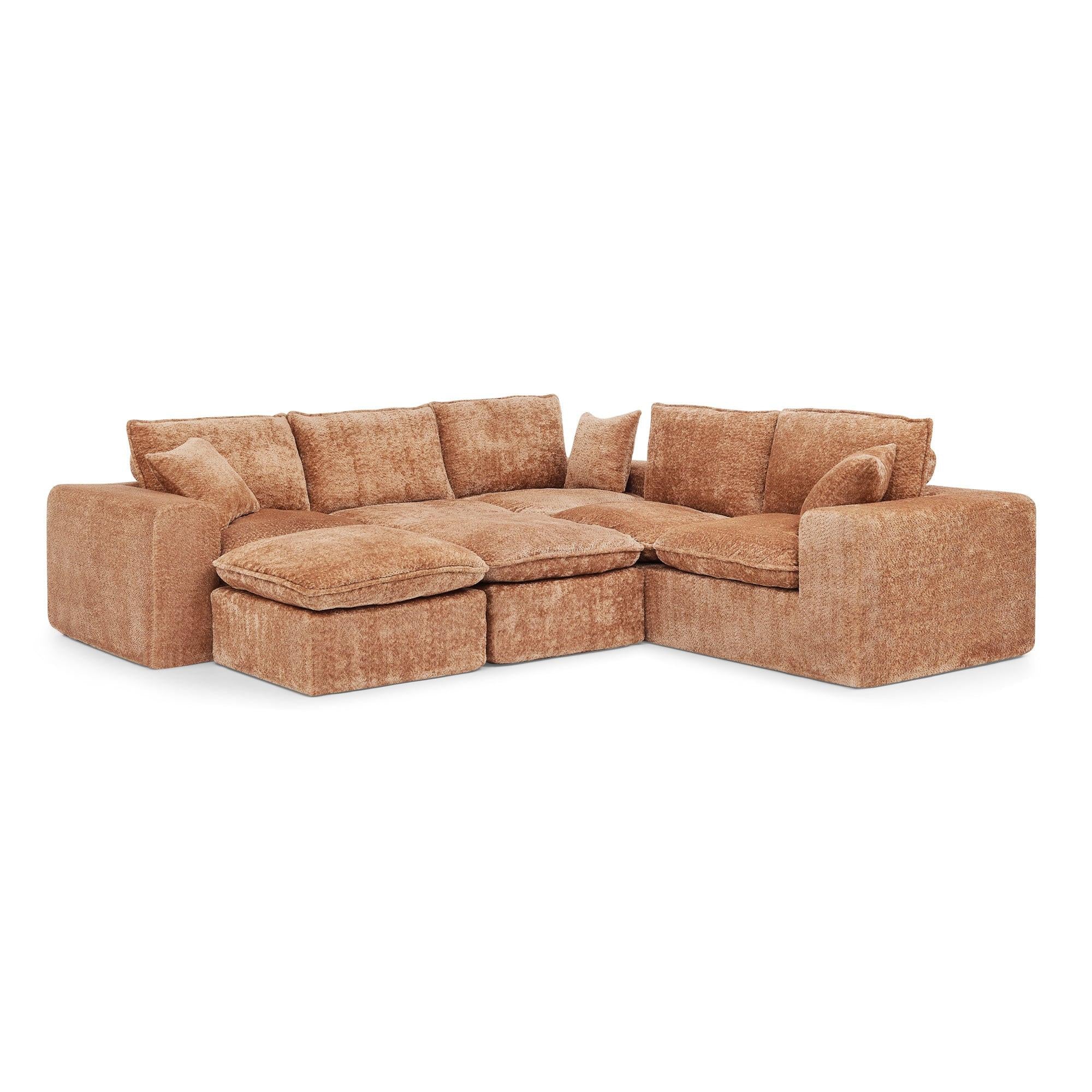 107'' Modern Boucle Sectional Sofa with Ottomans.