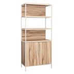 Brown Bookcase with Doors - 5 Shelves for Storage.