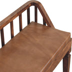 Solid Wood Leather Bench - Artisan Furniture.