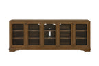 85-Inch Hickory Wood Console Table in Almond with Metal Mesh Doors
