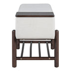 TREXM Farmhouse Upholstered Storage Bench with Hidden Compartment, Modern Entryway Bench for Living Room, Entryway, and Hallways (Espresso)