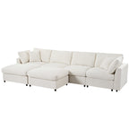 U_STYLE sectional sofa in U-shape with 2 ottomans, highlighting its plush design and flexible configuration options.