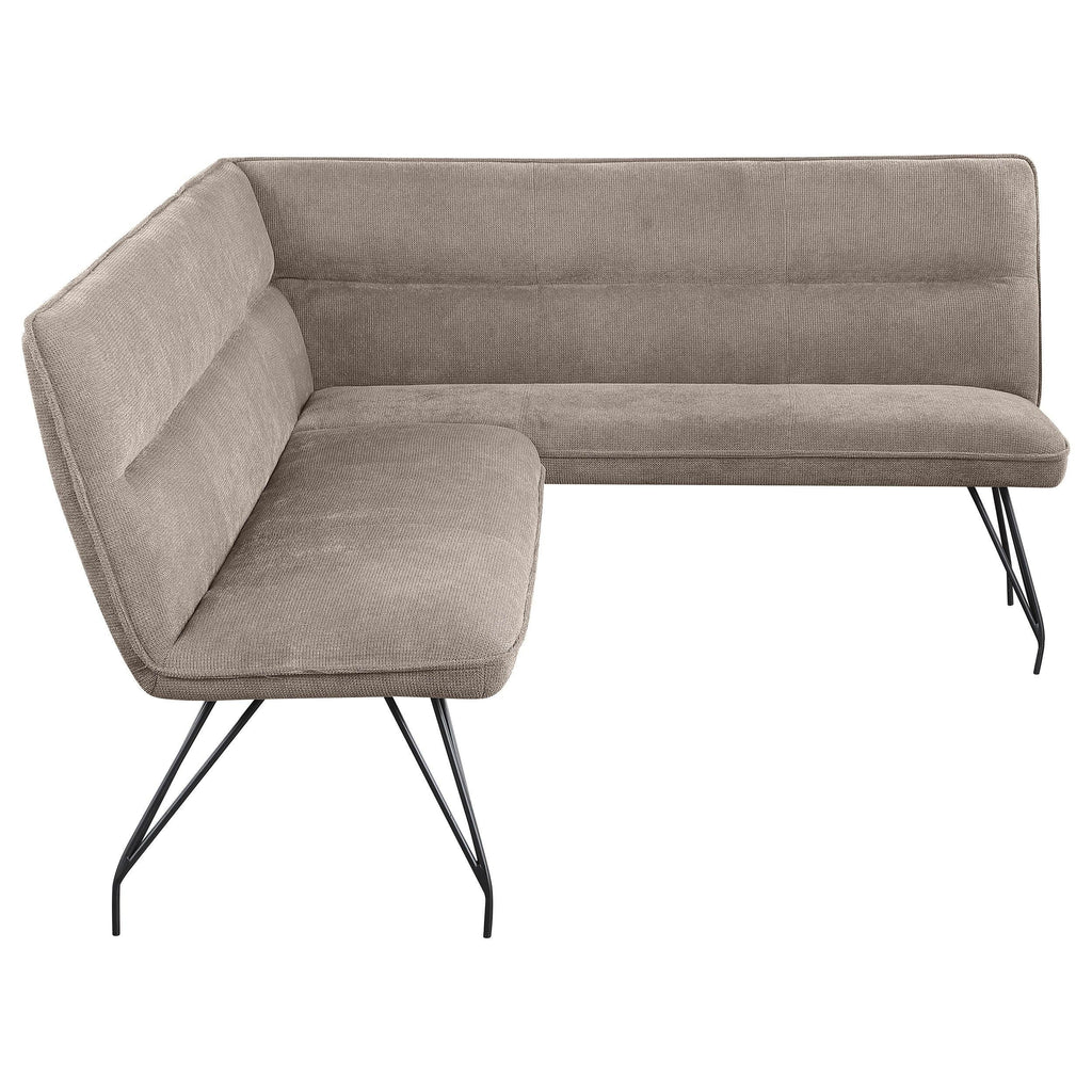 Taupe Upholstered L-Shaped Dining Bench.