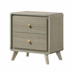 Gray Contemporary Nightstand with 2 Drawers.