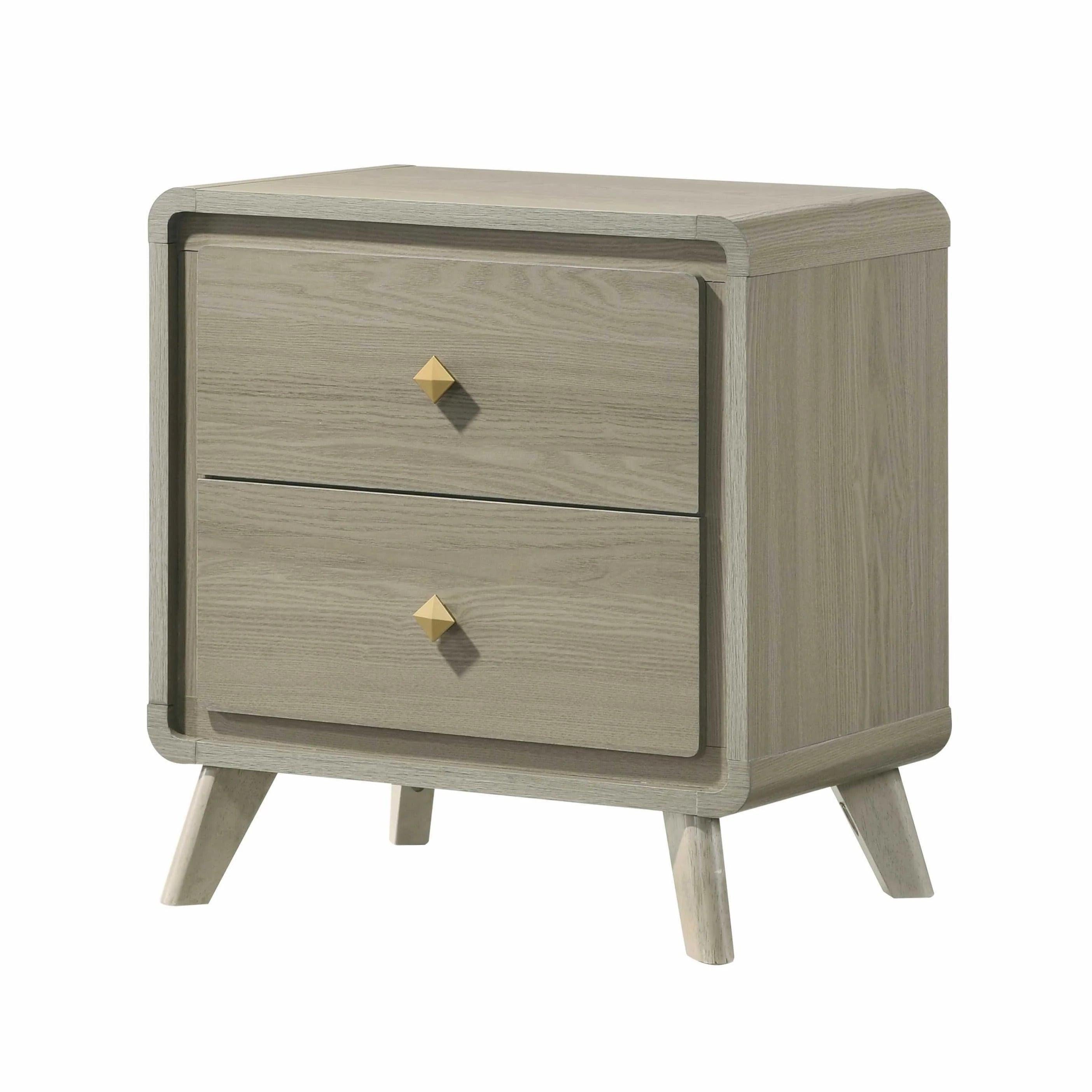Gray Contemporary Nightstand with 2 Drawers.