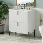 White Bathroom Vanity with Ceramic Sink - 30 Inch Design.