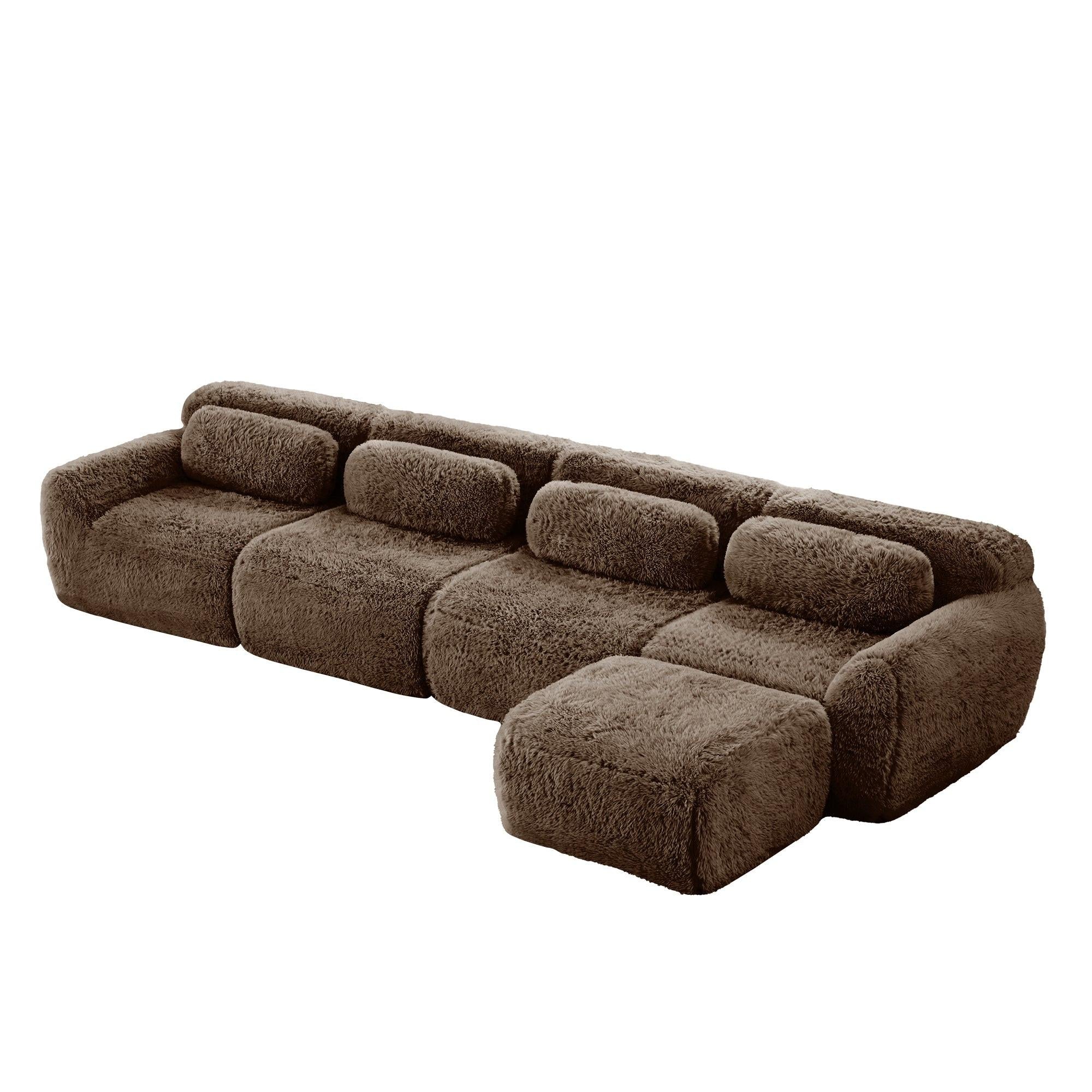 Modular Plush Fabric Sectional Sofa - No Assembly.