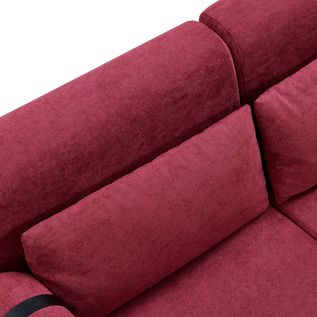 Modern Loveseat Sofa 59' Sofa Couch 2-Seater with USB Ports, Unique Cylindrical Armrests, Red Chenille