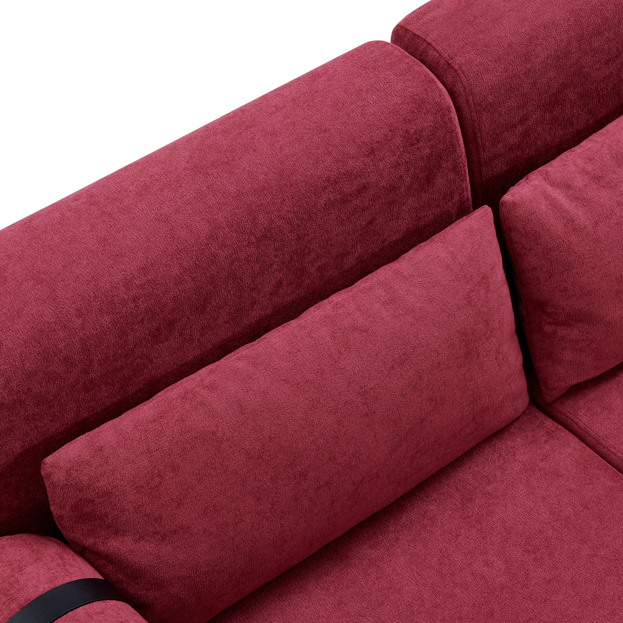 Modern Loveseat Sofa 59' Sofa Couch 2-Seater with USB Ports, Unique Cylindrical Armrests, Red Chenille