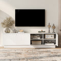 75-Inch White Wave 4-Door Media Console Cabinet with LED Accent