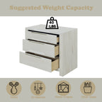 Jehoram Beige Nightstand - Synthetic Wood with 3 drawers and 40 lbs weight capacity for vases, ornaments, and more.