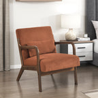 Orange Corduroy Accent Chair with Solid Rubber Wood Frame