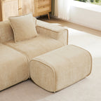 Ottoman section of Velvet L Shape Modular Sofa in beige, showcasing its soft velvet finish and modular flexibility for living room setups.