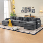 Modular Sectional Sofa Grey - Comfy 4-Seater Couch Set.