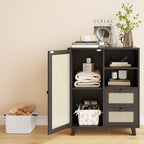 Rattan Buffet Cabinet with Drawers for Living Room & Kitchen.