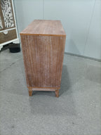 Geometric Sideboard Tangerine Walnut - 31.5" Storage Unit side view showing wood grain texture and compact depth for small spaces.