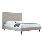 Crosby Upholstered Velvet King Bed in Greige