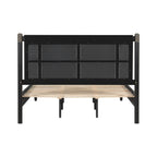Solid Wood Queen Bed - Heavy Duty, Support 500 lbs - Black Headboard.
