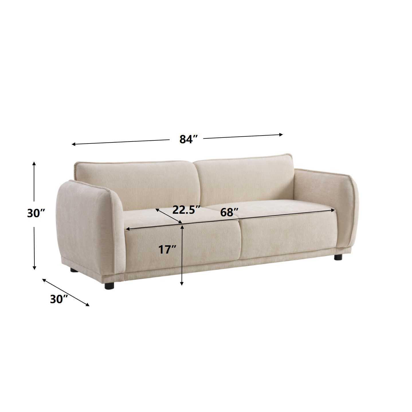 Oslo 84' Round Arm 3 Seater Modern Upholstered Boucle Sofa,Living Rooms,Bedrooms,Apartment Office.