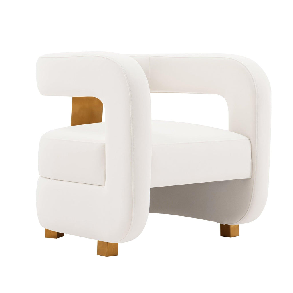 Amirah Velvet Lounge Chair in White.