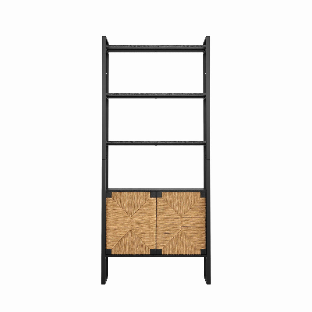 Rattan Cabinet Storage Bookshelf - Dual-Function Display Shelf.
